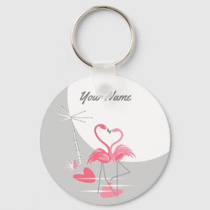 Flamingo Love Large Moon Name keychain basic