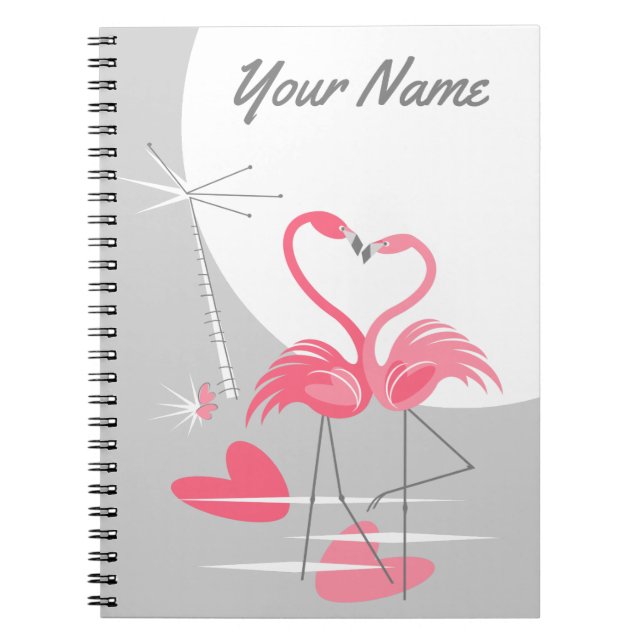 Flamingo Love Large Moon Name notebook (Front)