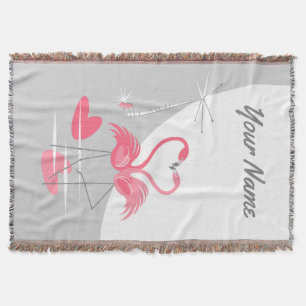 Flamingo Love Large Moon Name vertical Throw Blanket