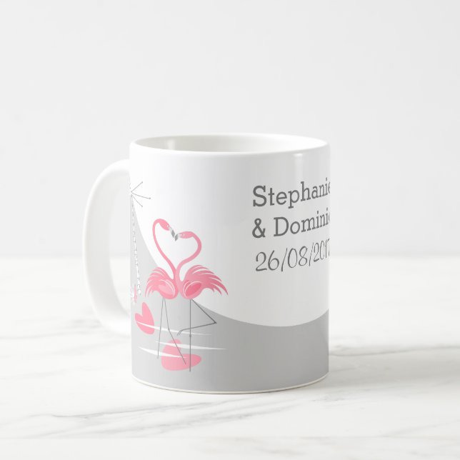 Flamingo Love Large Moon Names Date mug (Front Left)