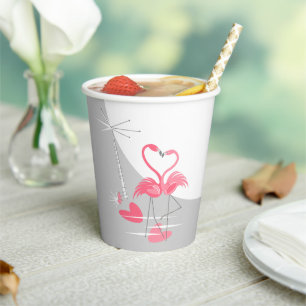 Flamingo Love Large Moon Paper Cups