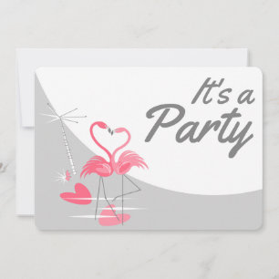 Flamingo Love Large Moon Party Invitation