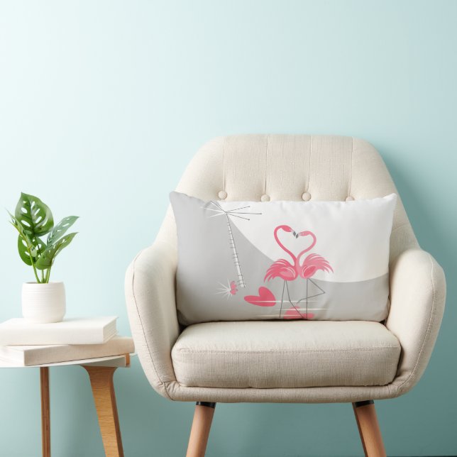 Flamingo Love Large Moon pink back lumbar pillow (Chair)