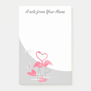 Flamingo Love Large Moon post-it notes vertical