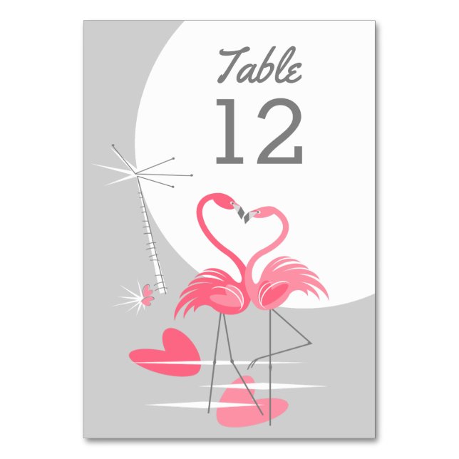 Flamingo Love Large Moon table card (Front)