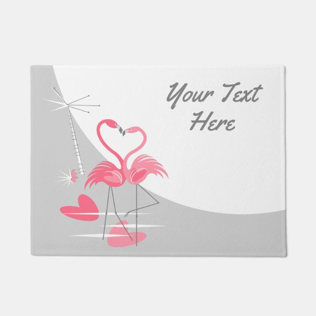 Flamingo Love Large Moon Text  doormat (Front)