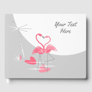 Flamingo Love Large Moon Text guest book