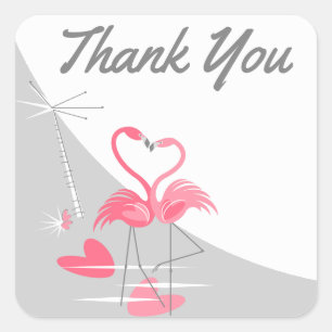 Flamingo Love Large Moon Thank You square Square Sticker