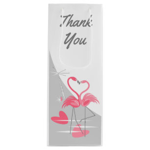Flamingo Love Large Moon Thank You wine Gift Bag