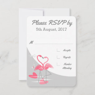 Flamingo Love Large Moon wedding RSVP Invitation
