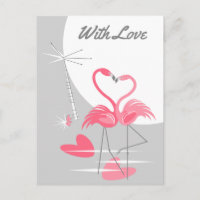Flamingo Love Large Moon With Love postcard