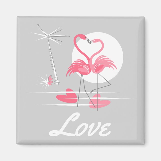 Flamingo Love Love magnet square (Front)