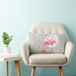 Flamingo Love lumbar pillow