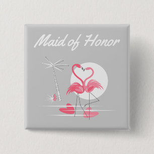 Flamingo Love Maid of Honour button square