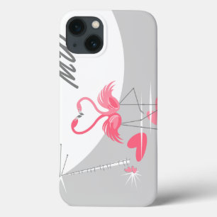 Flamingo Love Moon Monogram IPad Mini horizontal iPhone 13 Case
