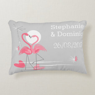 Flamingo Love Names Date throw pillow accent
