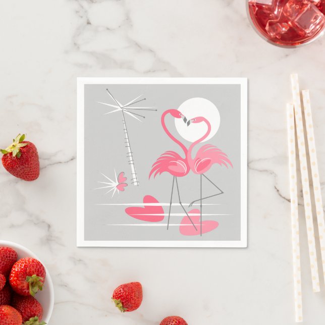 Flamingo Love paper napkins (Insitu)