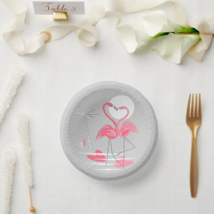 Flamingo Love Paper Plate
