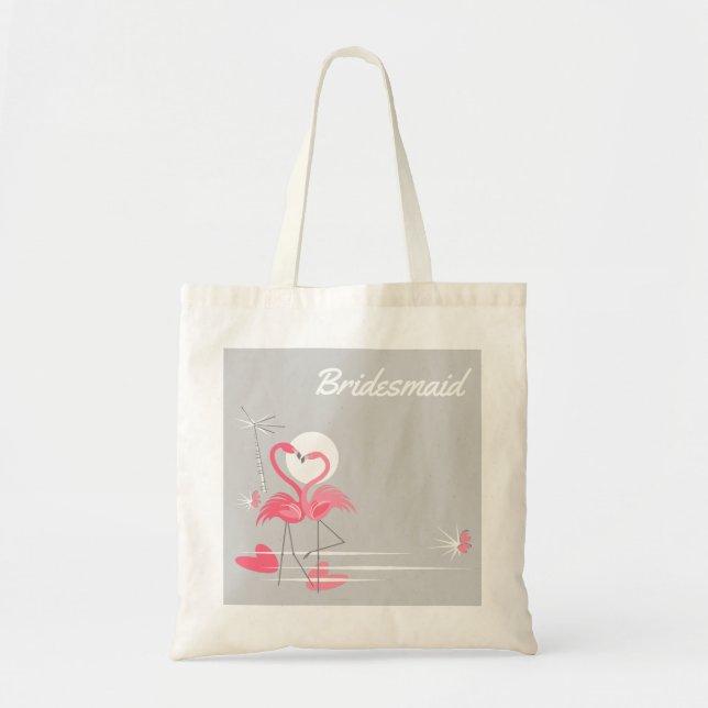 Flamingo Love Side Bridesmaid budget tote Bag (Front)
