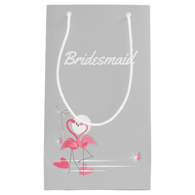 Flamingo Love Side Bridesmaid small Gift Bag (Front)
