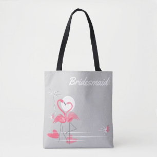 Flamingo Love Side Bridesmaid tote bag
