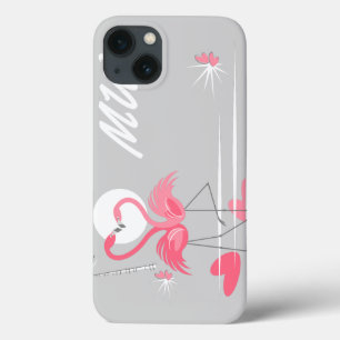 Flamingo Love Side Monogram IPad Mini horizontal iPhone 13 Case