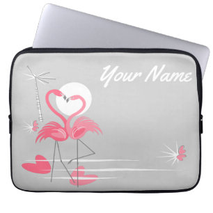 Flamingo Love Side Name laptop sleeve 13"