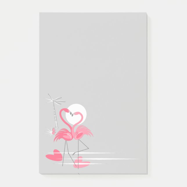 Flamingo Love Side post-it notes vertical (Front)