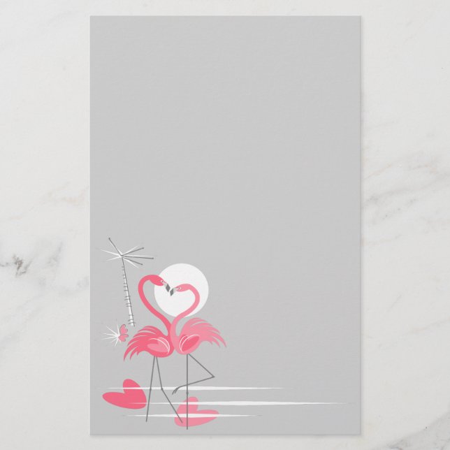 Flamingo Love Side stationery (Front)