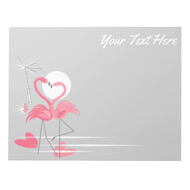Flamingo Love Side Text notepad horizontal (Front)
