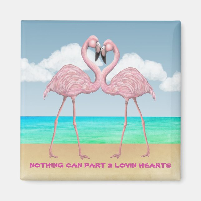 Flamingo Love Square Magnet (Front)