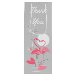 Flamingo Love Thank You gift bag wine