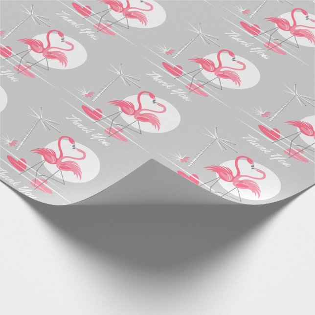Flamingo Love Thank You wrapping paper (Corner)