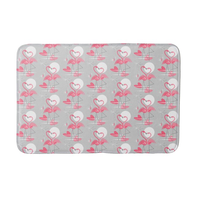 Flamingo Love Tiled bath mat (Front)