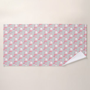 Flamingo Love Tiled bath towel