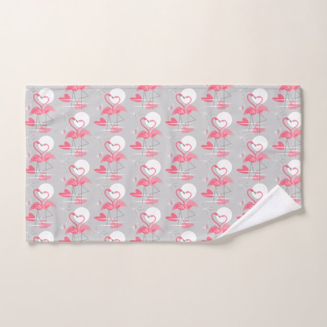 Flamingo Love Tiled hand towel (Hand Towel)
