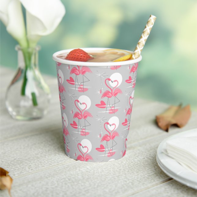 Flamingo Love Tiled Paper Cups (Insitu)
