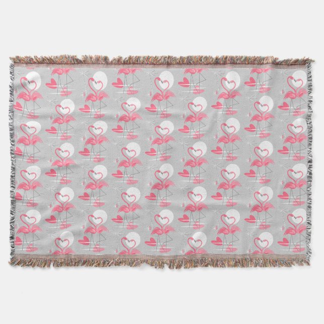 Flamingo Love Tiled throw blanket (Front)