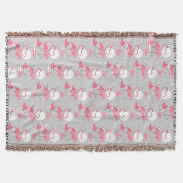 Flamingo Love Tiled throw blanket vertical (Front)