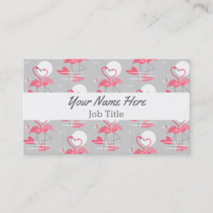 Flamingo Love Tiled white stripe business card