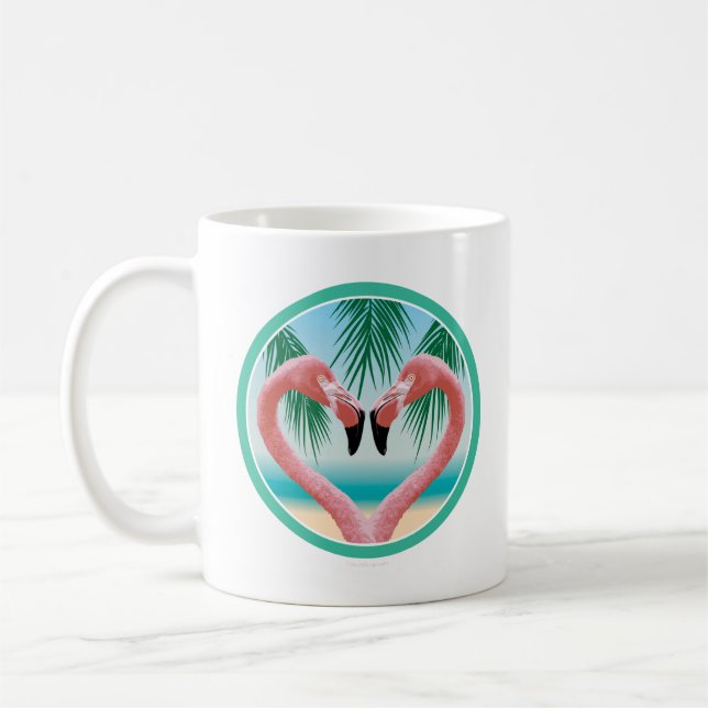 Flamingo Love (Tropical Valentine) Coffee Mug (Left)