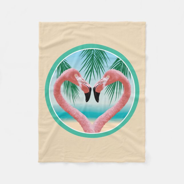 Flamingo Love (Tropical Valentine) Fleece Blanket (Front)