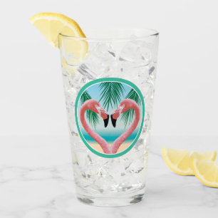 Flamingo Love (Tropical Valentine) Glass