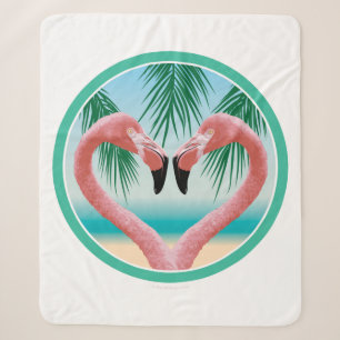 Flamingo Love (Tropical Valentine) Sherpa Blanket