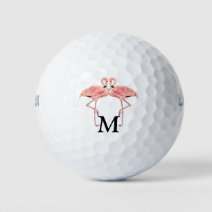 Flamingo Lovebirds His & Hers Custom Monogram Golf Balls