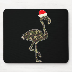 Flamingo Lover Christmas Santa Hat Camouflage Illu Mouse Pad
