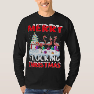 Flamingo Lover Xmas Gift Merry Flocking Christmas  T-Shirt