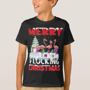 Flamingo Lover Xmas Gift Merry Flocking Christmas  T-Shirt