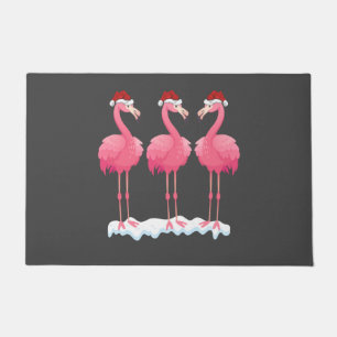 Flamingo Lover Xmas Lighting Santa Pink Flamingos Doormat