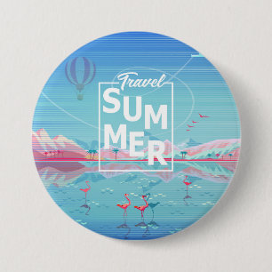 Flamingo Magic Travel Summer Tropical Sea Beach 7.5 Cm Round Badge